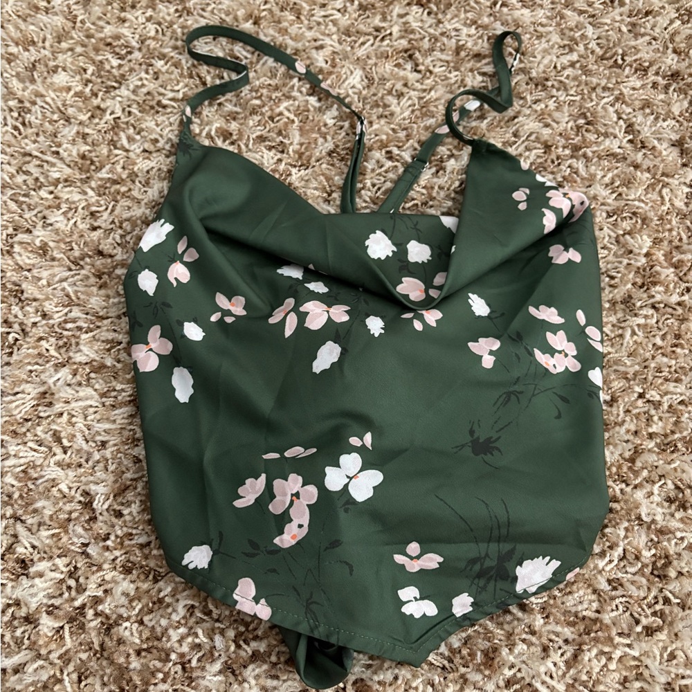 Cider Floral Green Wrap Top